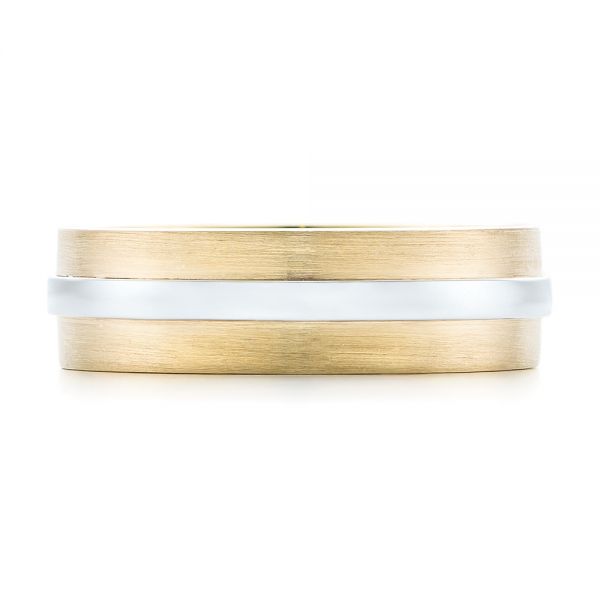 18k Yellow Gold And Platinum 18k Yellow Gold And Platinum Custom Two-tone Men's Wedding Band - Top View -  102970