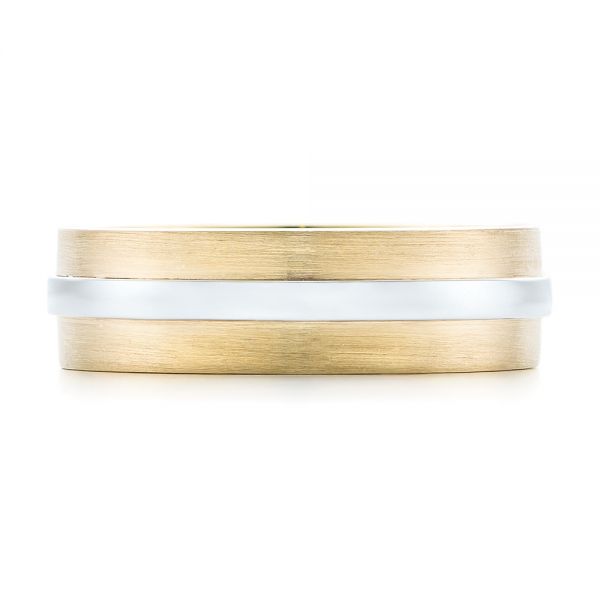 18k Yellow Gold And 14K Gold 18k Yellow Gold And 14K Gold Custom Two-tone Men's Wedding Band - Top View -  102970