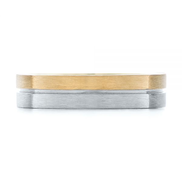 18k Yellow Gold And Platinum 18k Yellow Gold And Platinum Custom Two-tone Men's Wedding Band - Top View -  103842