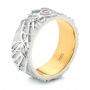  Platinum And 18K Gold Custom Two-tone Organic Ruby Men's Ring - Three-Quarter View -  103422 - Thumbnail