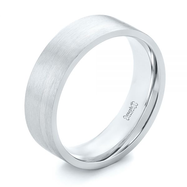 Platinum And 18k White Gold Platinum And 18k White Gold Custom Two-tone Men's Band - Three-Quarter View - 103225