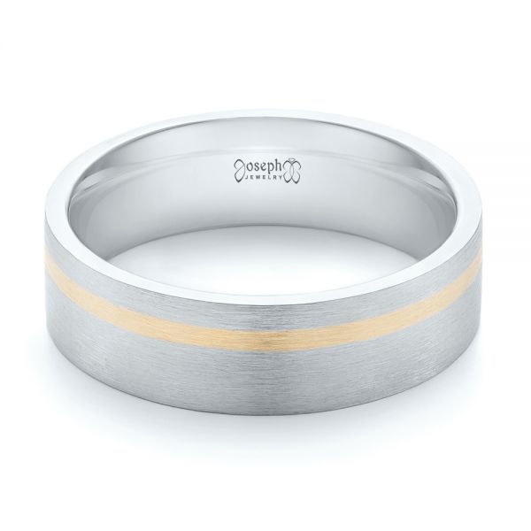Platinum And 14k Yellow Gold Platinum And 14k Yellow Gold Custom Two-tone Men's Band - Flat View - 103225