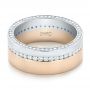 14k Rose Gold And 14K Gold 14k Rose Gold And 14K Gold Custom Two-tone Diamond Men's Band - Flat View -  103347 - Thumbnail