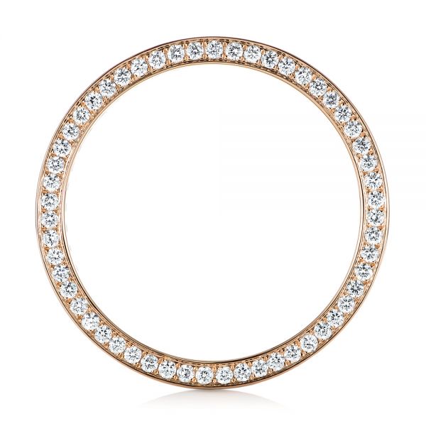 14k Rose Gold And Platinum Custom Two-tone Diamond Men's Band - Front View - 103347