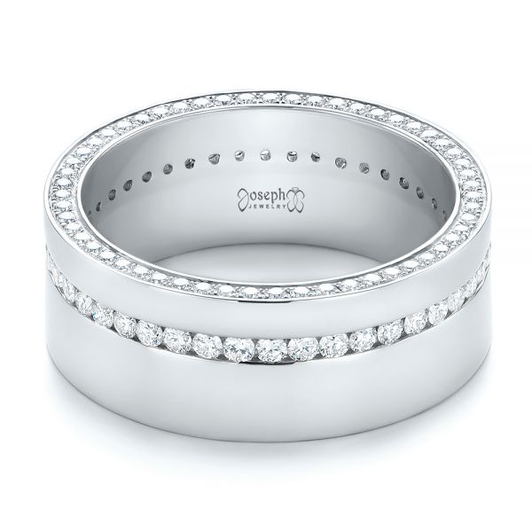 18k White Gold And Platinum 18k White Gold And Platinum Custom Two-tone Diamond Men's Band - Flat View -  103347