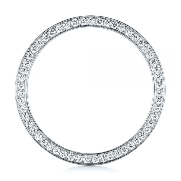 18k White Gold And Platinum 18k White Gold And Platinum Custom Two-tone Diamond Men's Band - Front View -  103347