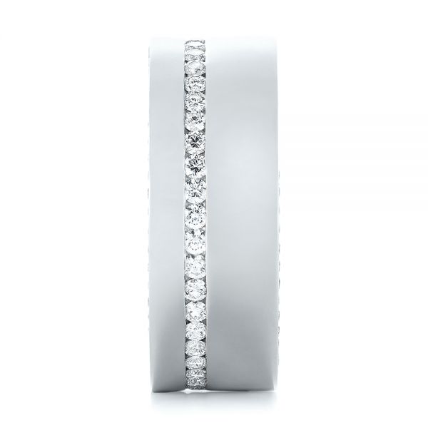 14k White Gold And Platinum 14k White Gold And Platinum Custom Two-tone Diamond Men's Band - Side View -  103347