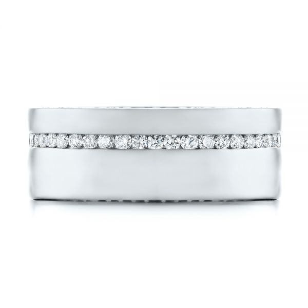 14k White Gold And Platinum 14k White Gold And Platinum Custom Two-tone Diamond Men's Band - Top View -  103347