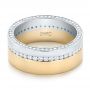 18k Yellow Gold And Platinum 18k Yellow Gold And Platinum Custom Two-tone Diamond Men's Band - Flat View -  103347 - Thumbnail