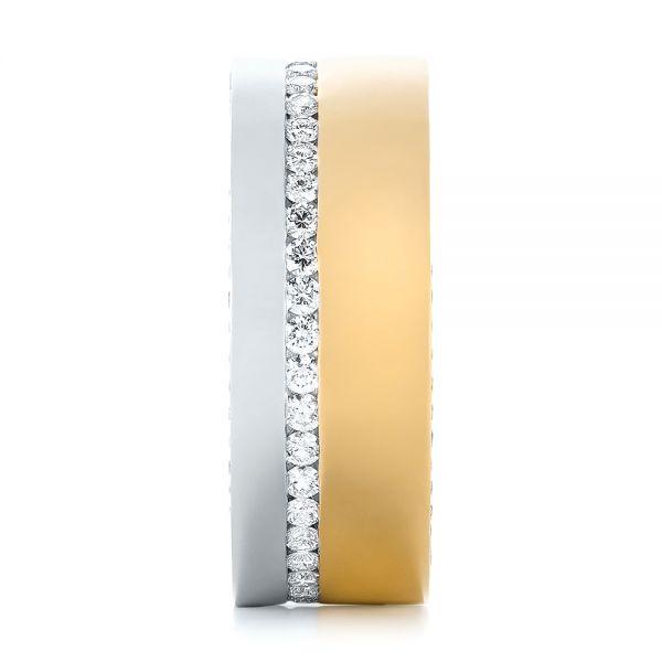 14k Yellow Gold And Platinum 14k Yellow Gold And Platinum Custom Two-tone Diamond Men's Band - Side View -  103347