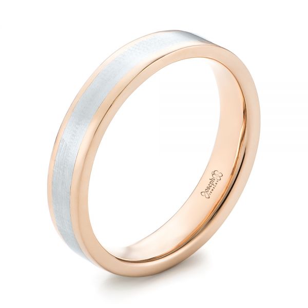  14K Gold And 14k Rose Gold 14K Gold And 14k Rose Gold Custom Two-tone Wedding Band - Three-Quarter View -  103589