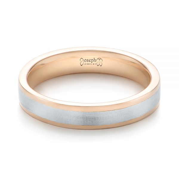  Platinum And 14k Rose Gold Custom Two-tone Wedding Band - Flat View -  103589
