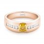 18k Rose Gold And 18K Gold 18k Rose Gold And 18K Gold Custom Two-tone Yellow And White Diamond Men's Wedding Band - Flat View -  102881 - Thumbnail