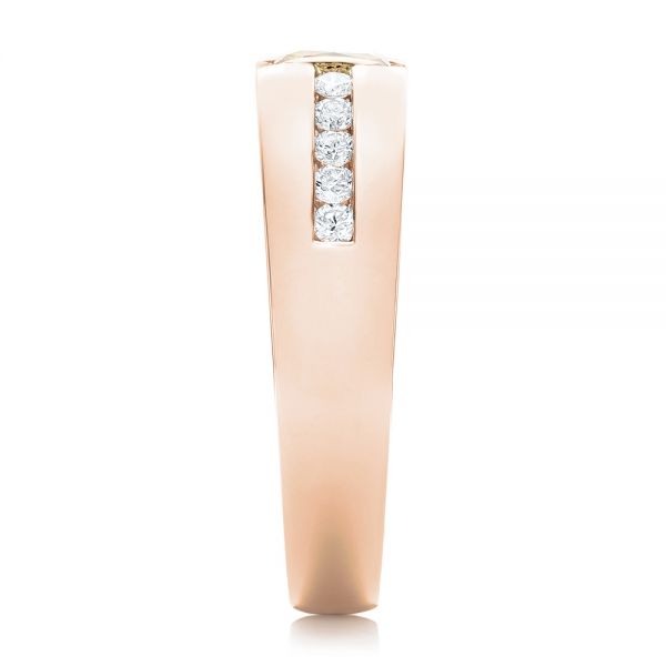 14k Rose Gold And 18K Gold 14k Rose Gold And 18K Gold Custom Two-tone Yellow And White Diamond Men's Wedding Band - Side View - 102881