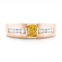 14k Rose Gold And Platinum 14k Rose Gold And Platinum Custom Two-tone Yellow And White Diamond Men's Wedding Band - Top View -  102881 - Thumbnail