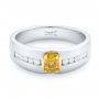  Platinum And 18K Gold Custom Two-tone Yellow And White Diamond Men's Wedding Band - Flat View -  102881 - Thumbnail