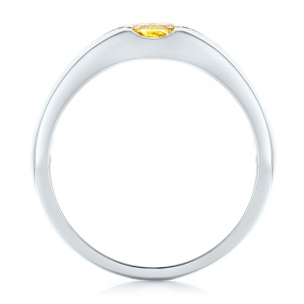 14k White Gold And Platinum 14k White Gold And Platinum Custom Two-tone Yellow And White Diamond Men's Wedding Band - Front View -  102881