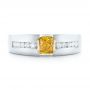  Platinum And 18K Gold Custom Two-tone Yellow And White Diamond Men's Wedding Band - Top View -  102881 - Thumbnail