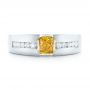 14k White Gold And 18K Gold 14k White Gold And 18K Gold Custom Two-tone Yellow And White Diamond Men's Wedding Band - Top View -  102881 - Thumbnail