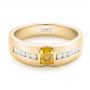 14k Yellow Gold And 18K Gold 14k Yellow Gold And 18K Gold Custom Two-tone Yellow And White Diamond Men's Wedding Band - Flat View -  102881 - Thumbnail