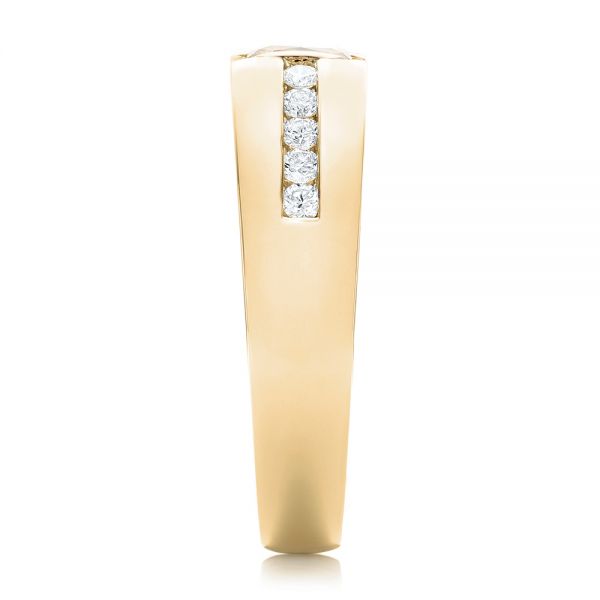 14k Yellow Gold And 18K Gold 14k Yellow Gold And 18K Gold Custom Two-tone Yellow And White Diamond Men's Wedding Band - Side View - 102881