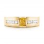 14k Yellow Gold And Platinum 14k Yellow Gold And Platinum Custom Two-tone Yellow And White Diamond Men's Wedding Band - Top View -  102881 - Thumbnail