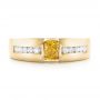 14k Yellow Gold And 18K Gold 14k Yellow Gold And 18K Gold Custom Two-tone Yellow And White Diamond Men's Wedding Band - Top View -  102881 - Thumbnail