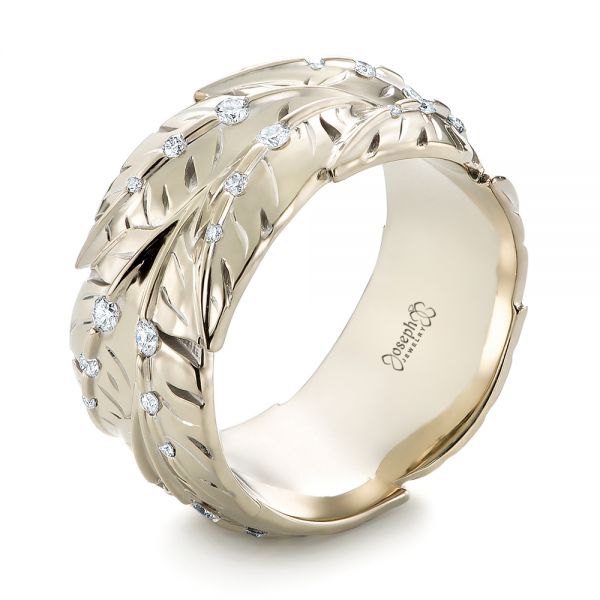 Custom Unplated Feather Design Diamond Men's Band - reference design