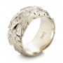  18K Gold 18K Gold Custom Unplated Feather Design Diamond Men's Band - Three-Quarter View -  103393 - Thumbnail