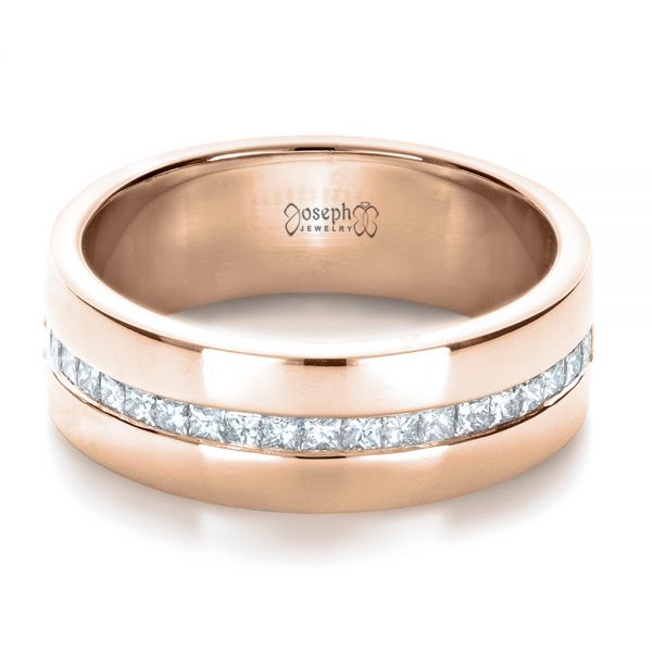 14k Rose Gold 14k Rose Gold Custom Diamond Men's Wedding Band - Flat View - 1306