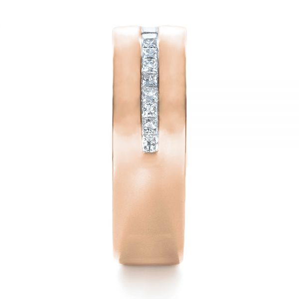 18k Rose Gold 18k Rose Gold Custom Diamond Men's Wedding Band - Side View -  1306