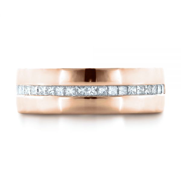 14k Rose Gold 14k Rose Gold Custom Diamond Men's Wedding Band - Top View - 1306