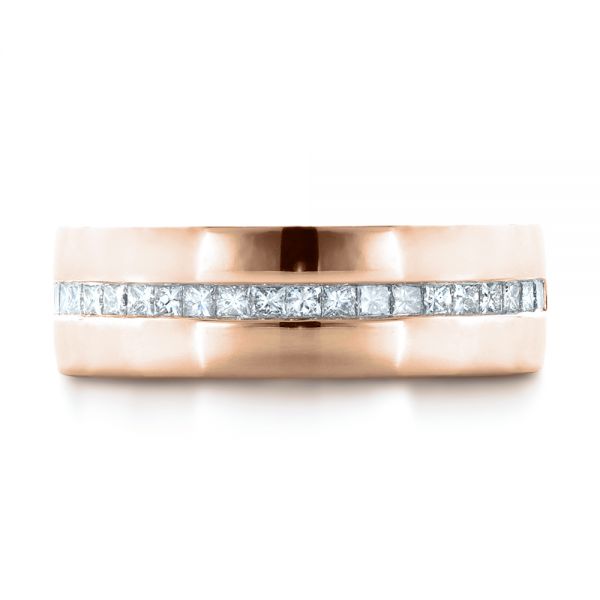 18k Rose Gold 18k Rose Gold Custom Diamond Men's Wedding Band - Top View -  1306