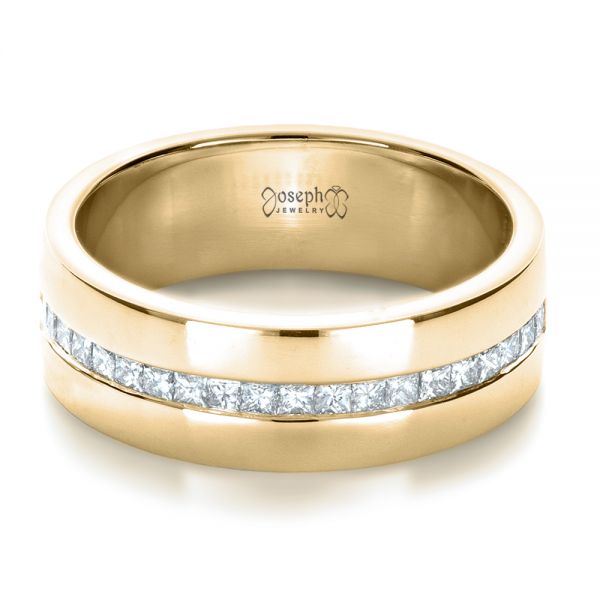 14k Yellow Gold 14k Yellow Gold Custom Diamond Men's Wedding Band - Flat View -  1306