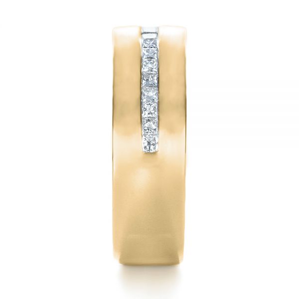 18k Yellow Gold 18k Yellow Gold Custom Diamond Men's Wedding Band - Side View -  1306