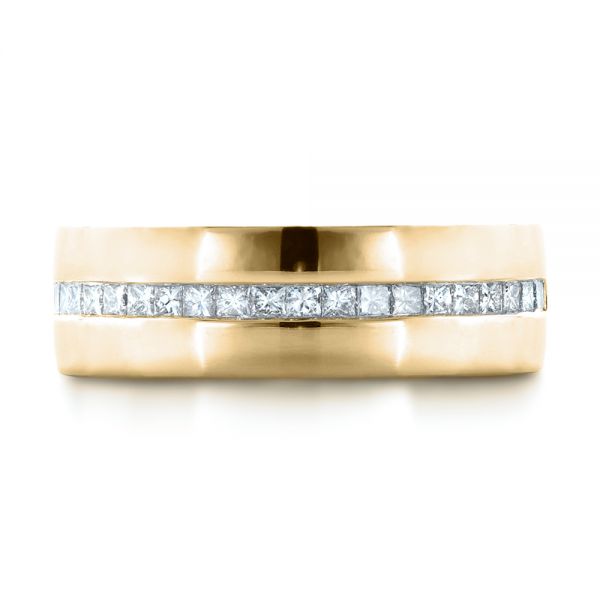 14k Yellow Gold 14k Yellow Gold Custom Diamond Men's Wedding Band - Top View -  1306