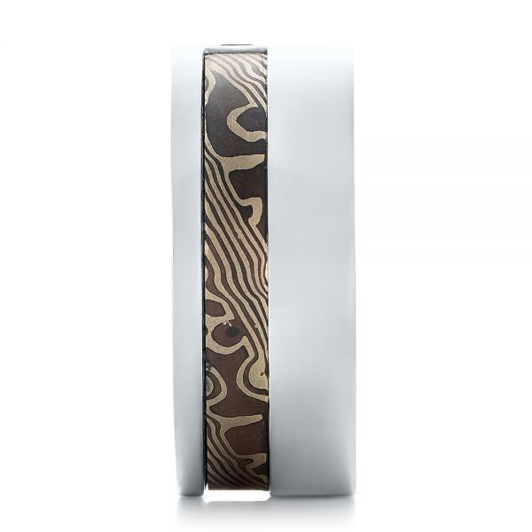 Platinum And 14K Gold Platinum And 14K Gold Custom Mokume Men's Wedding Band - Side View - 102310