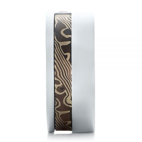 18k White Gold And 18K Gold 18k White Gold And 18K Gold Custom Mokume Men's Wedding Band - Side View -  102310