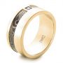 14k Yellow Gold And Platinum 14k Yellow Gold And Platinum Custom Mokume Men's Wedding Band - Three-Quarter View -  102310 - Thumbnail