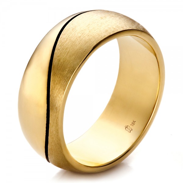 Custom Yellow  Gold  Brushed and Polished Men s  Wedding  Band  