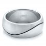 14k White Gold 14k White Gold Custom Brushed And Polished Men's Wedding Band - Flat View -  100582 - Thumbnail