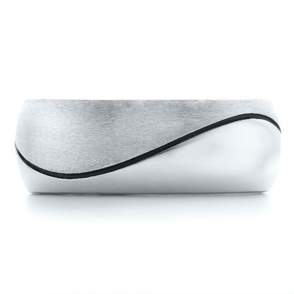 18k White Gold 18k White Gold Custom Brushed And Polished Men's Wedding Band - Top View - 100582