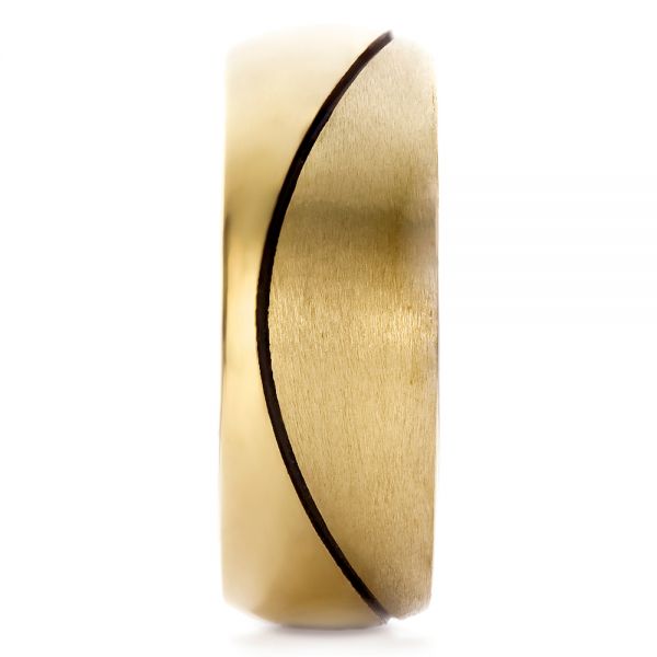 14k Yellow Gold 14k Yellow Gold Custom Brushed And Polished Men's Wedding Band - Side View -  100582