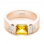 18k Rose Gold 18k Rose Gold Custom Yellow Sapphire And Diamond Men's Band - Flat View -  104023 - Thumbnail