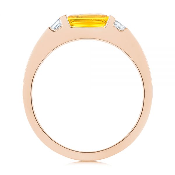 18k Rose Gold 18k Rose Gold Custom Yellow Sapphire And Diamond Men's Band - Front View -  104023