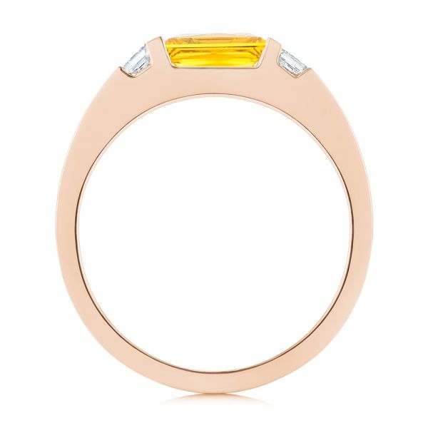14k Rose Gold 14k Rose Gold Custom Yellow Sapphire And Diamond Men's Band - Front View - 104023
