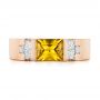 18k Rose Gold 18k Rose Gold Custom Yellow Sapphire And Diamond Men's Band - Top View -  104023 - Thumbnail