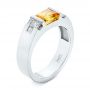 18k White Gold Custom Yellow Sapphire And Diamond Men's Band - Three-Quarter View -  104023 - Thumbnail