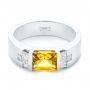  Platinum Platinum Custom Yellow Sapphire And Diamond Men's Band - Flat View -  104023 - Thumbnail