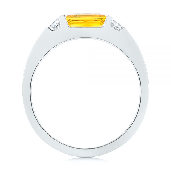  Platinum Platinum Custom Yellow Sapphire And Diamond Men's Band - Front View -  104023